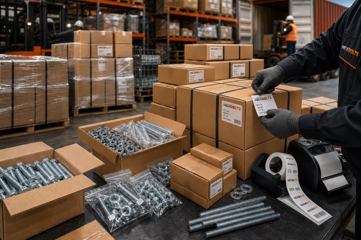 NEXBOLTS national distribution center — labeling and dispatch